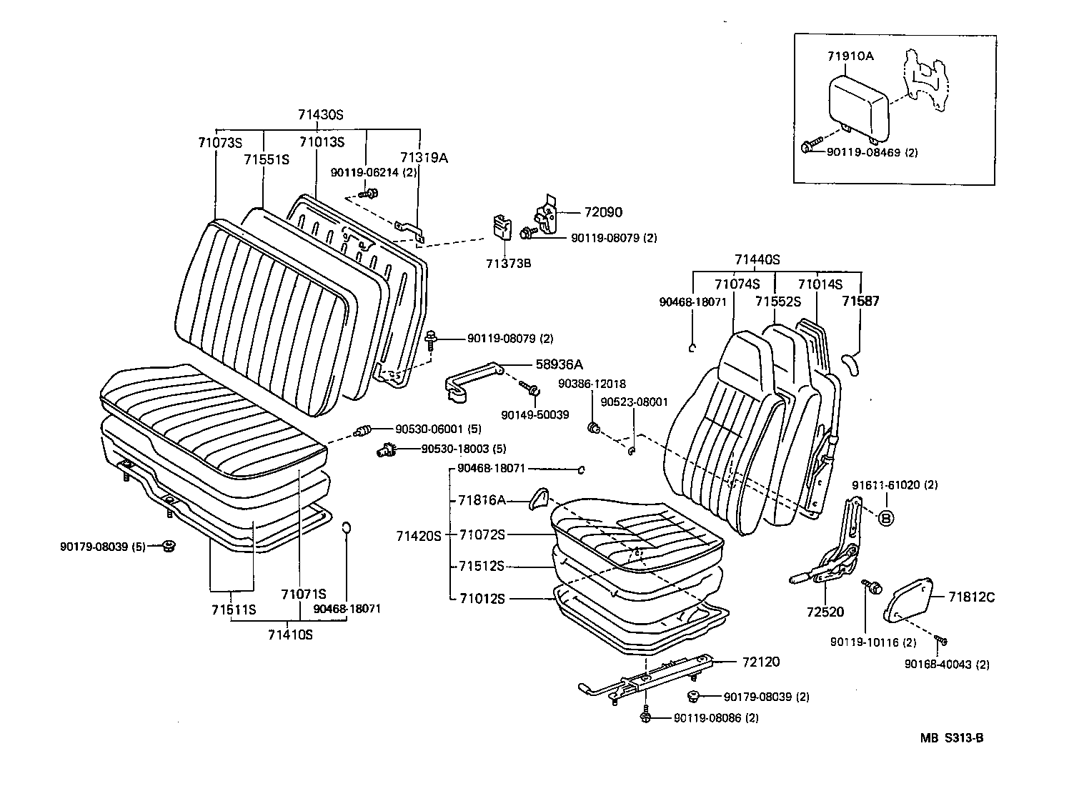 71012-95415 FRAME SUB-ASSY, FRONT SEAT CUSHION, LH product image