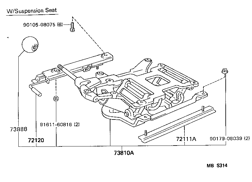 71012-95415 FRAME SUB-ASSY, FRONT SEAT CUSHION, LH product image