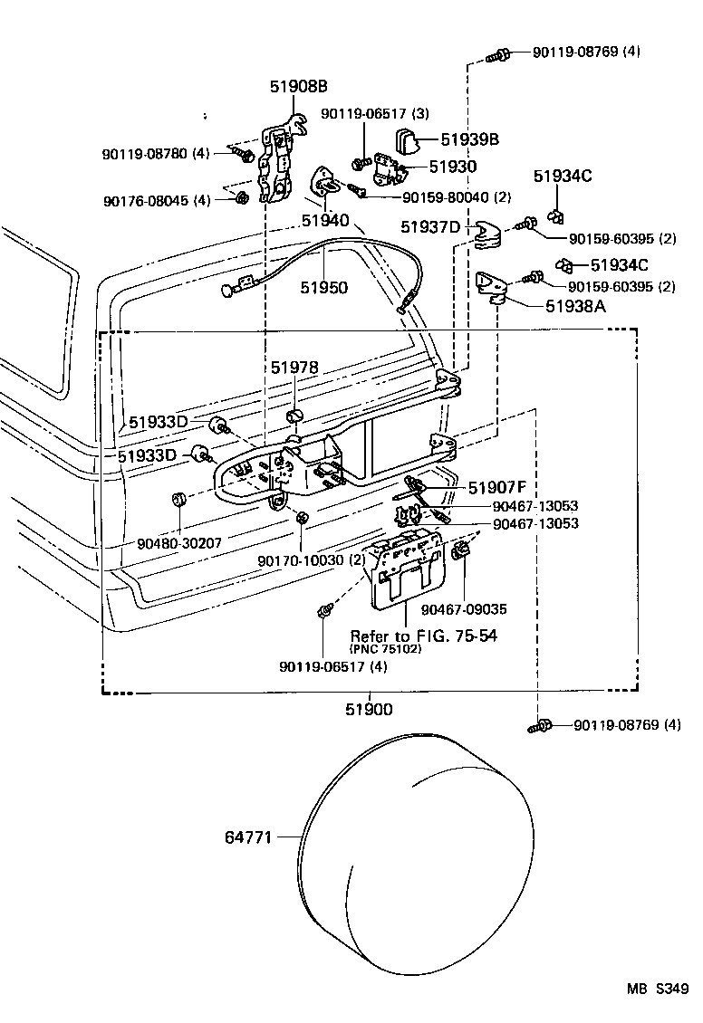 51930-89101 LOCK ASSY, SPARE WHEEL CARRIER product image