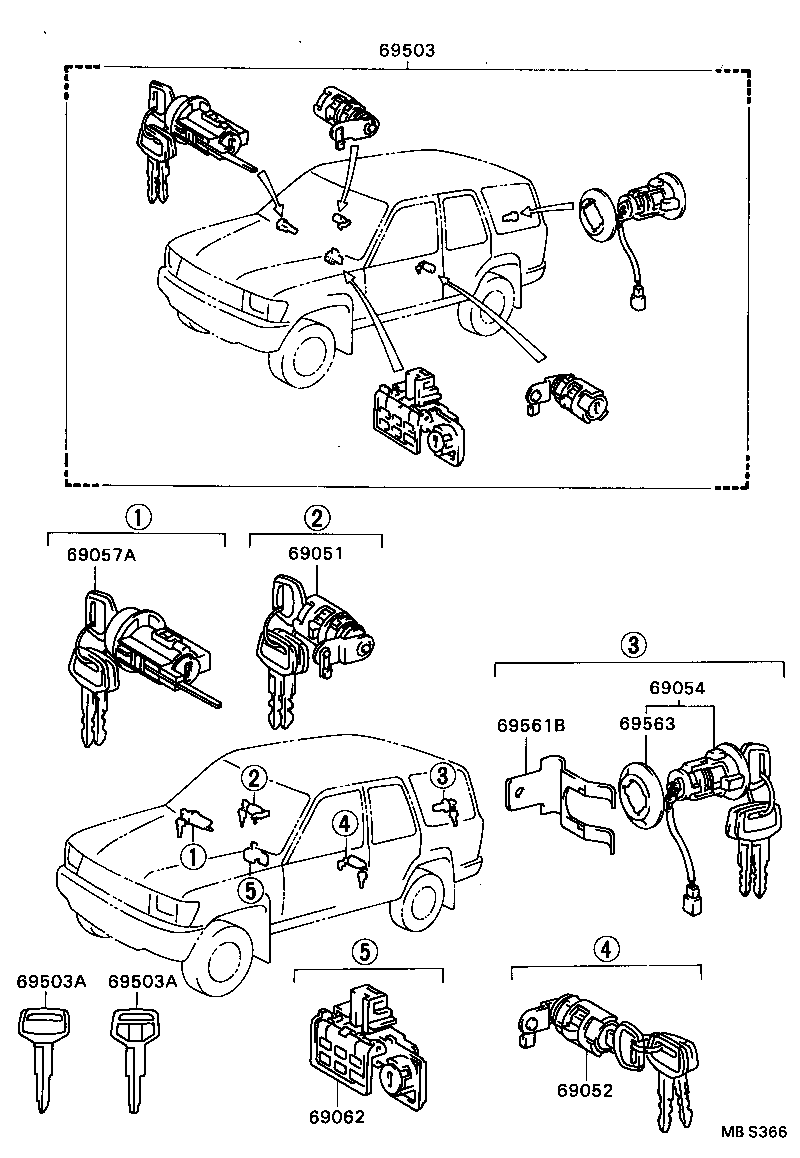 69005-35050 CYLINDER SET, LOCK product image