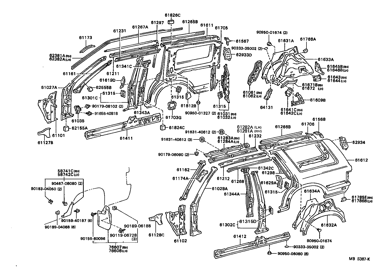76607-39015 MUDGUARD SUB-ASSY, QUARTER PANEL, REAR RH product image