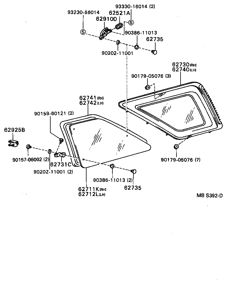 62884-89102 GUARD, QUARTER WINDOW, RH product image