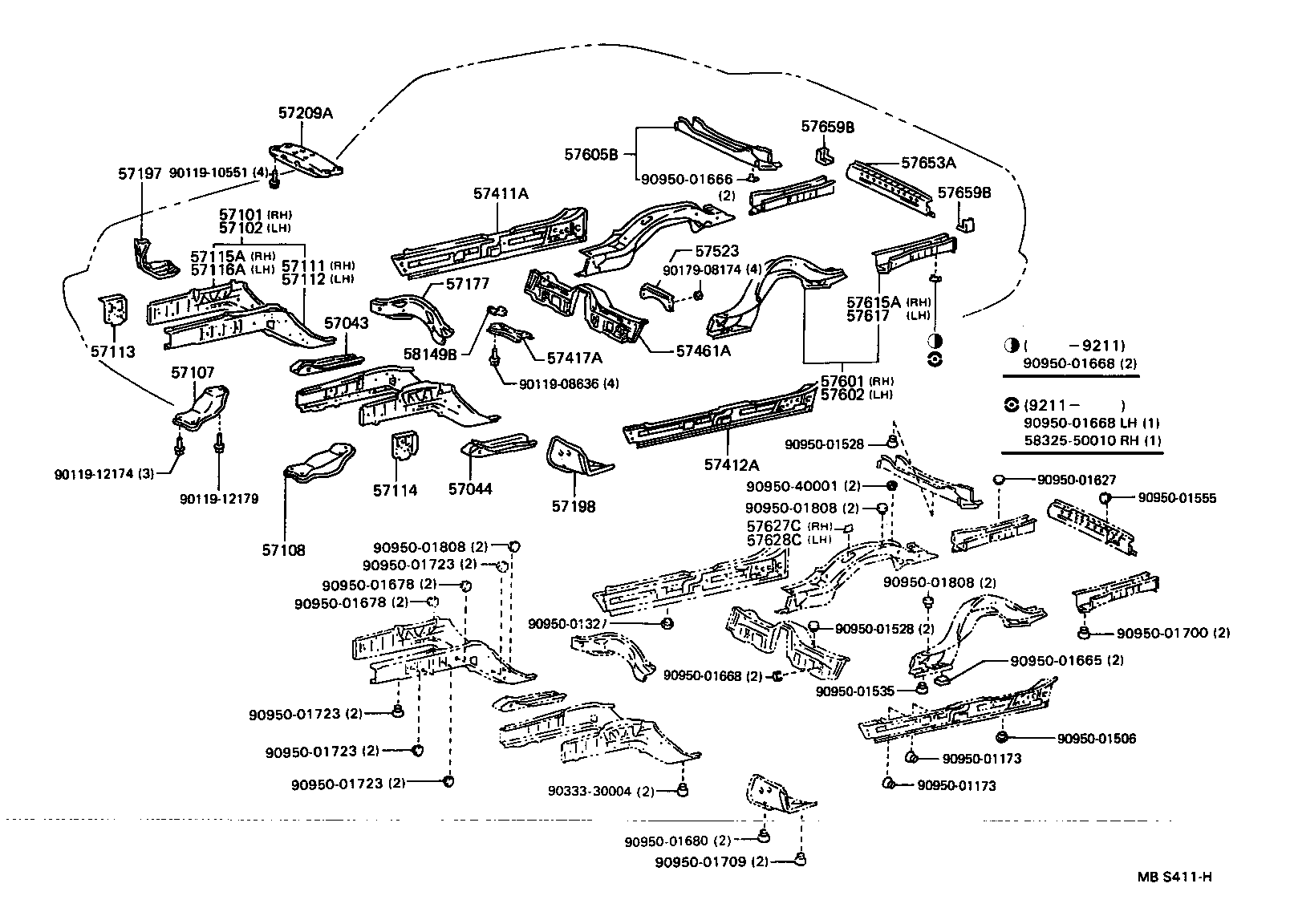 Toyota 57198-50011 BOX, TORQUE, FRONT LH