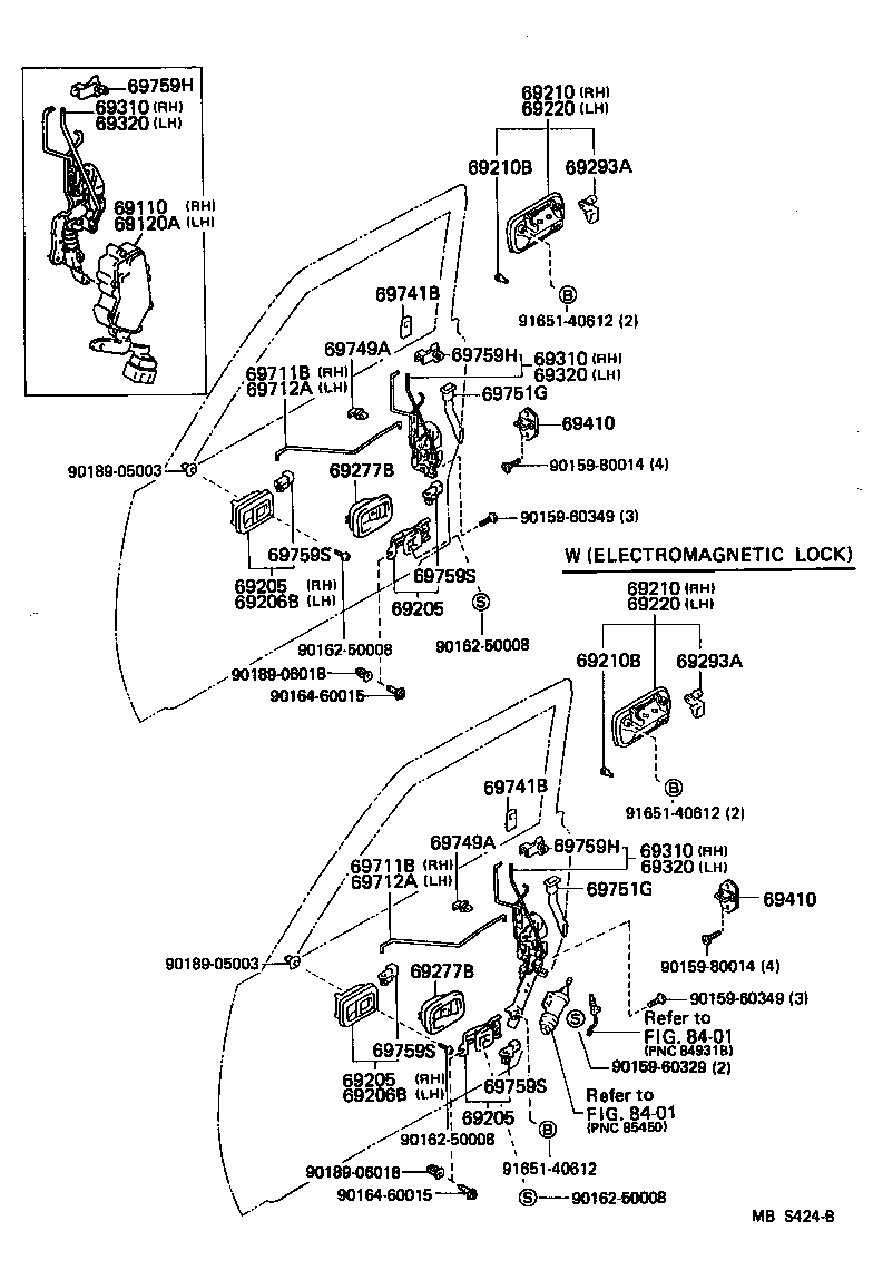 Toyota 69749-89101 CLAMP, FRONT DOOR LOCK LINK, NO.1