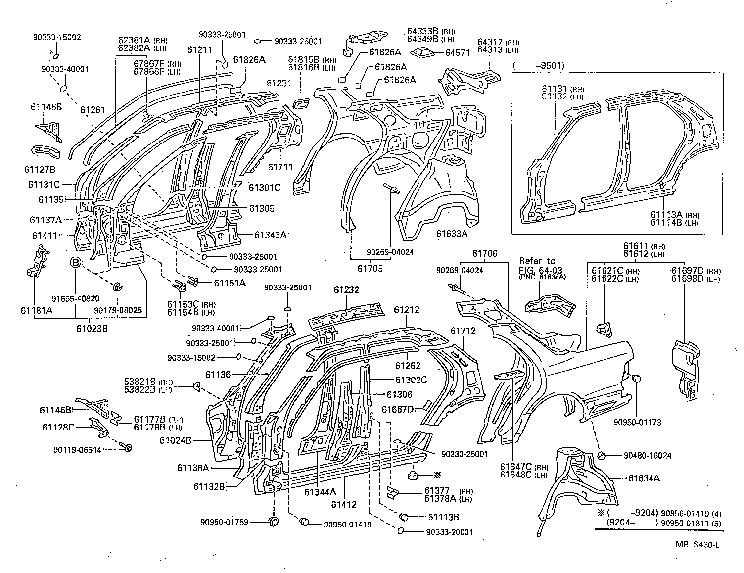 Toyota 61232-50010 RAIL, ROOF SIDE, INNER LH