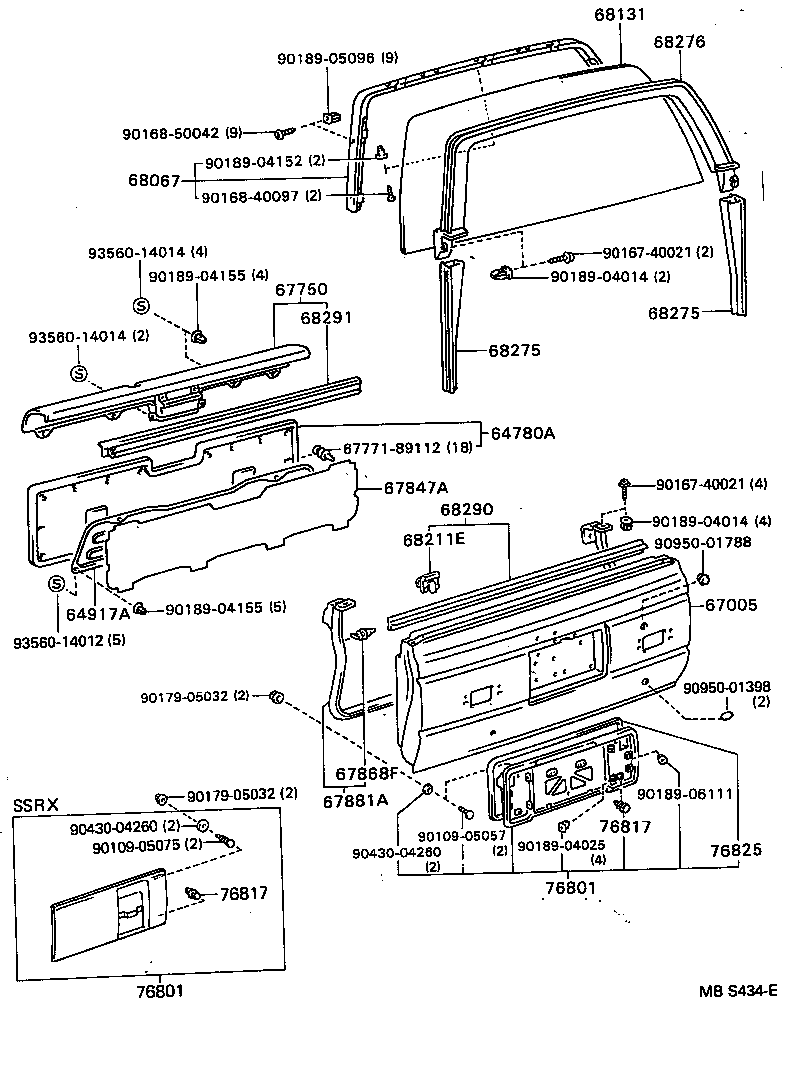 Toyota 67005-89101 PANEL SUB-ASSY, BACK DOOR