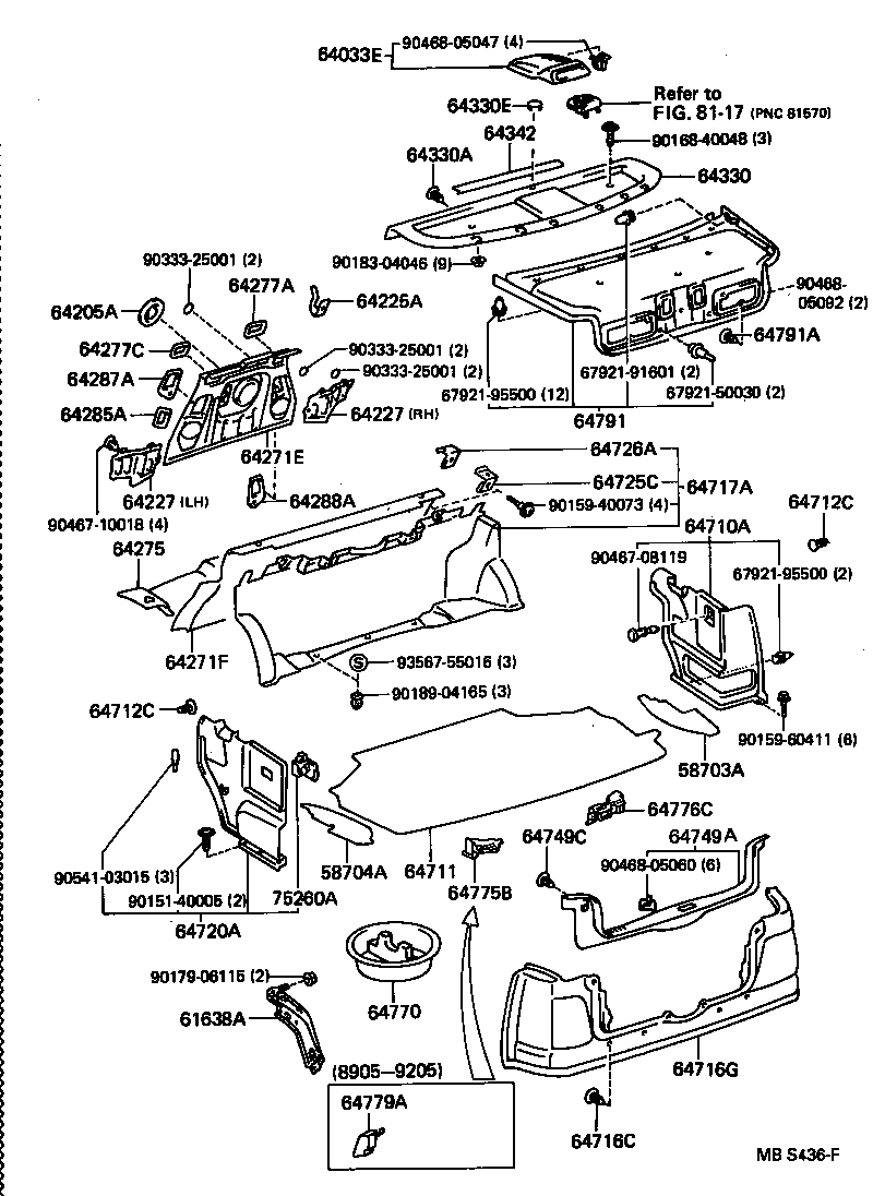 Toyota 58773-50021 COVER SUB-ASSY, LUGGAGE COMPARTMENT SIDE, RH