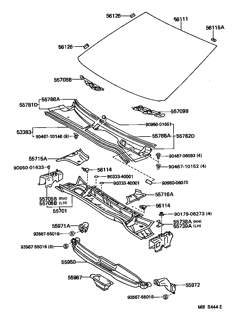 Toyota 55783-50020 INSULATOR SUB-ASSY, COWL TOP VENTILATOR