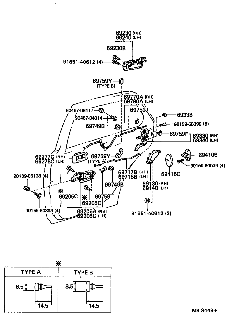 Toyota 69230-50010-06 HANDLE ASSY, REAR DOOR OUTSIDE, RH