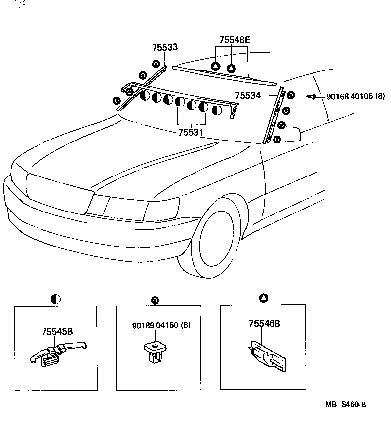 Toyota 75531-50010 MOULDING, WINDSHIELD, OUTER UPPER