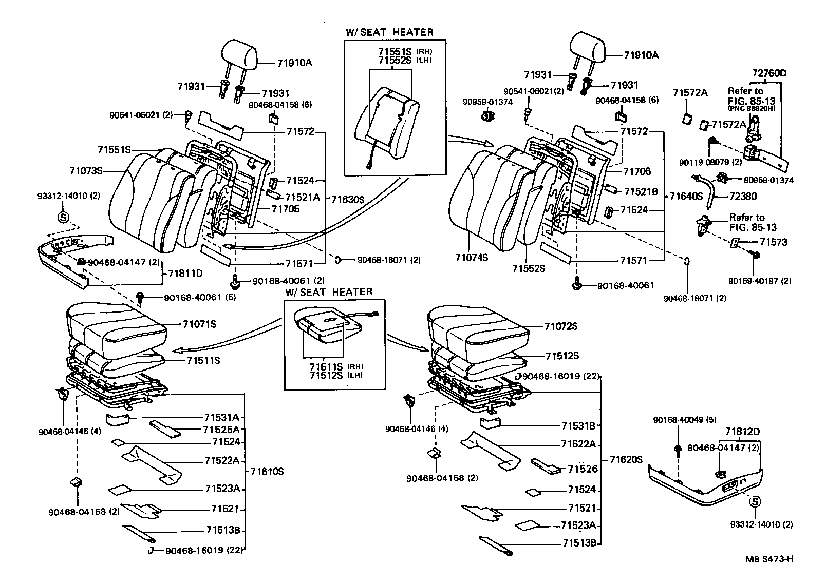 Toyota 71610-50010 SPRING ASSY, FRONT SEAT CUSHION, RH(FOR SEPARATE TYPE)