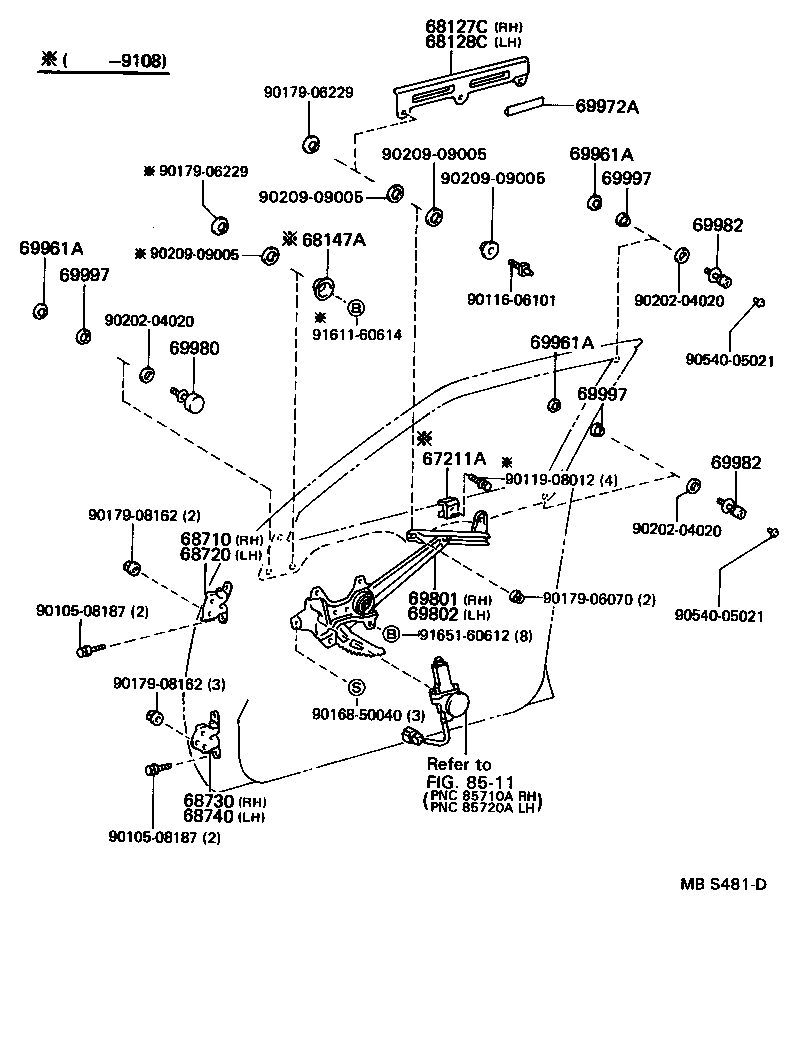 Toyota 68740-50020 HINGE ASSY, FRONT DOOR, LOWER LH