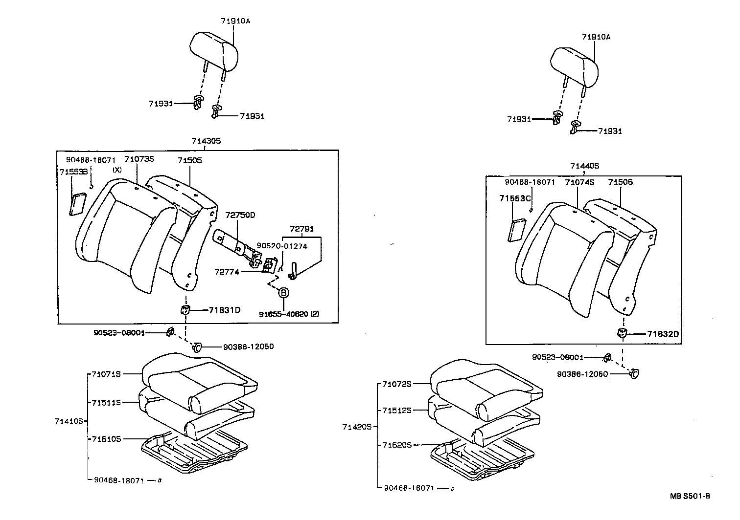 71630-12420 SPRING ASSY, FRONT SEAT BACK, RH(FOR SEPARATE TYPE) product image