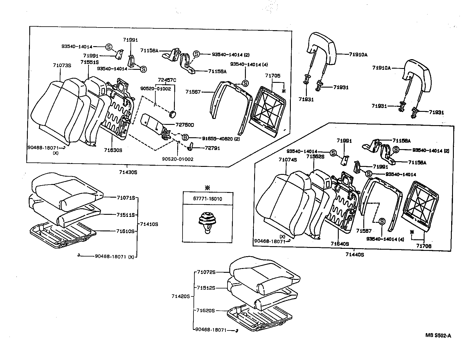 71630-12420 SPRING ASSY, FRONT SEAT BACK, RH(FOR SEPARATE TYPE) product image