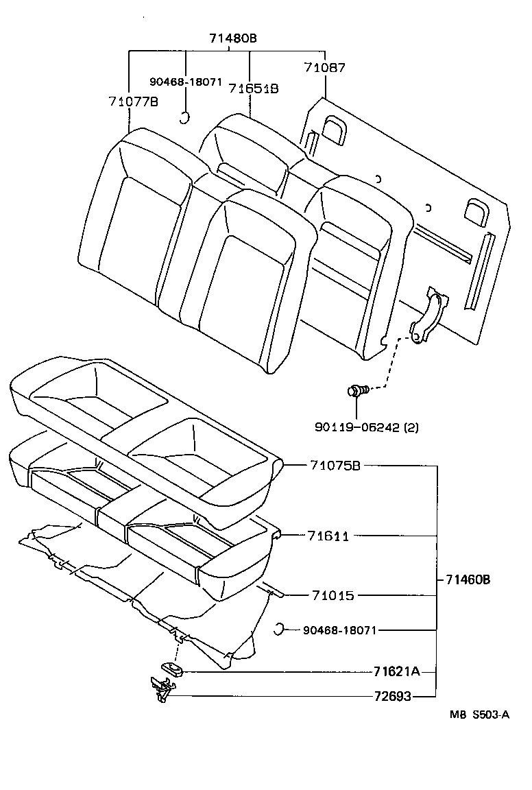 71652-12450 PAD, REAR SEAT BACK, LH(FOR SEPARATE TYPE) product image