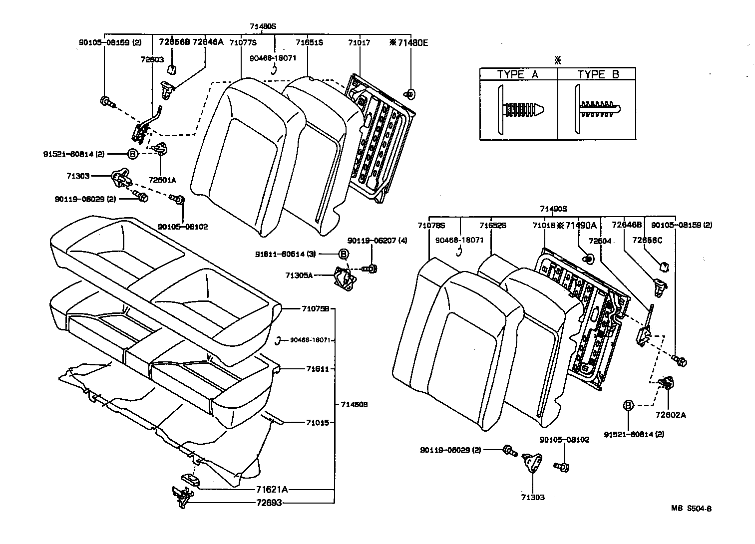 71652-12450 PAD, REAR SEAT BACK, LH(FOR SEPARATE TYPE) product image