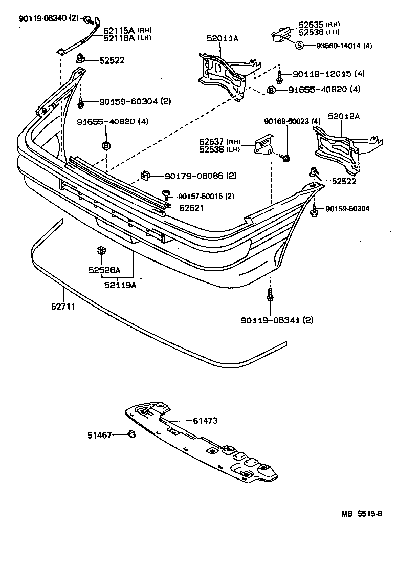 52011-12460 ARM SUB-ASSY, FRONT BUMPER, RH product image