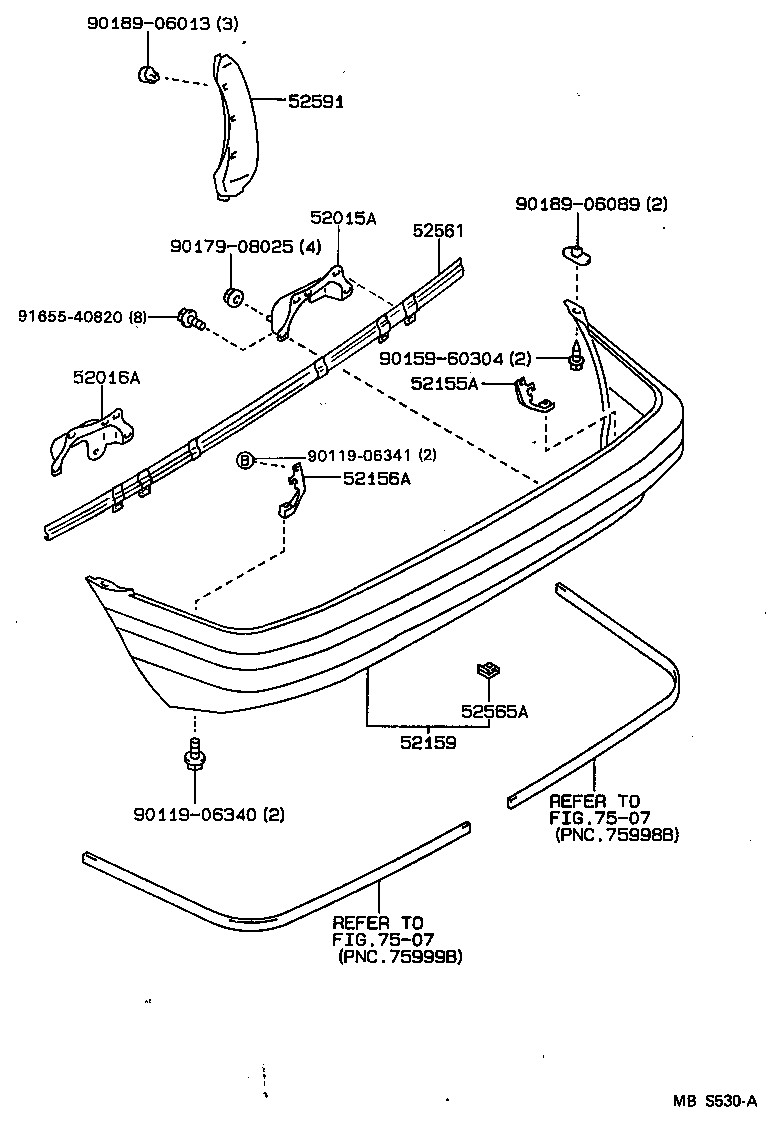 52182-12300 ARM SUB-ASSY, REAR BUMPER, LH product image