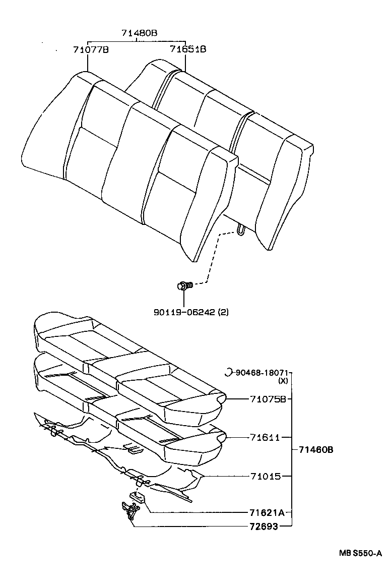 71017-12280 FRAME SUB-ASSY, REAR SEAT BACK, RH product image