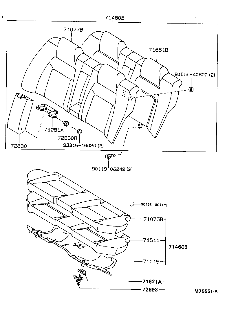 71480-1K210-04 BACK ASSY, REAR SEAT, RH (FOR SEPARATE TYPE) product image