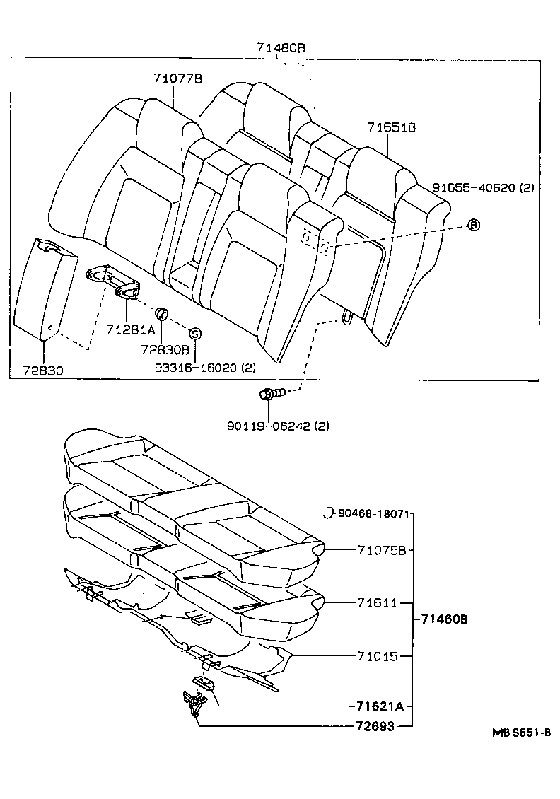71017-12280 FRAME SUB-ASSY, REAR SEAT BACK, RH product image