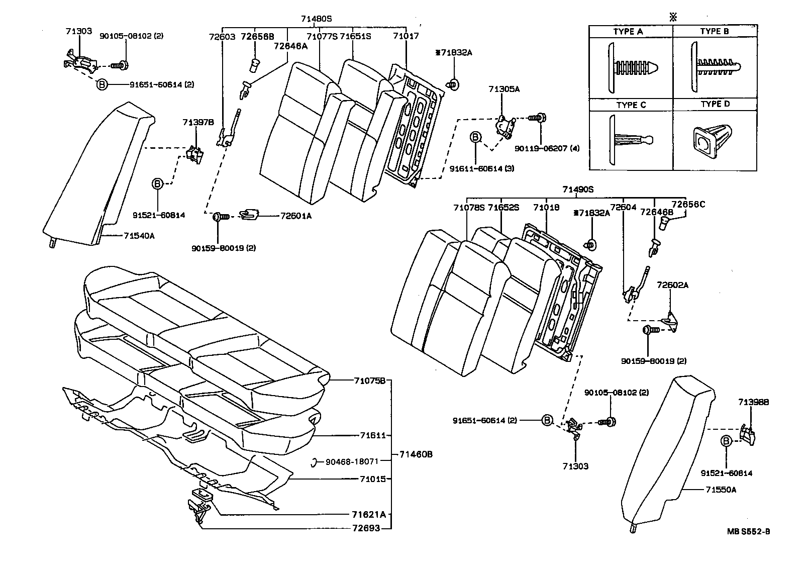 71017-12280 FRAME SUB-ASSY, REAR SEAT BACK, RH product image