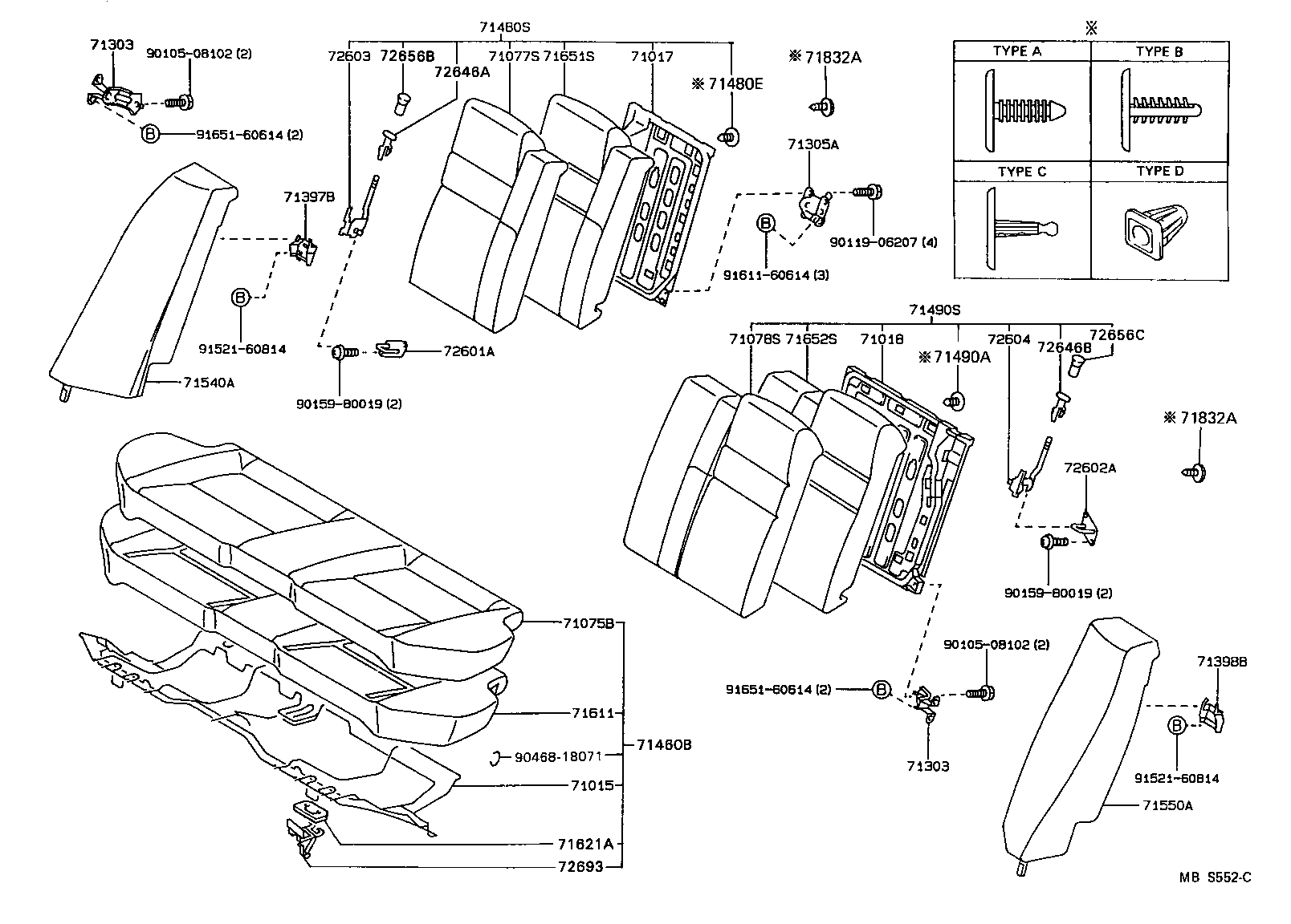 71480-1K210-04 BACK ASSY, REAR SEAT, RH (FOR SEPARATE TYPE) product image