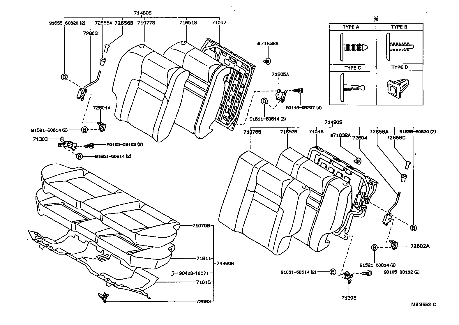 71017-12280 FRAME SUB-ASSY, REAR SEAT BACK, RH product image
