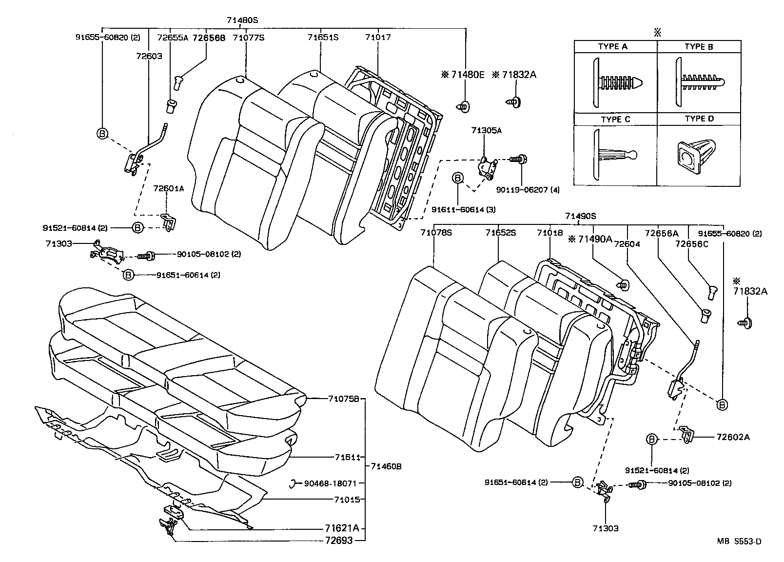 71480-1K210-04 BACK ASSY, REAR SEAT, RH (FOR SEPARATE TYPE) product image