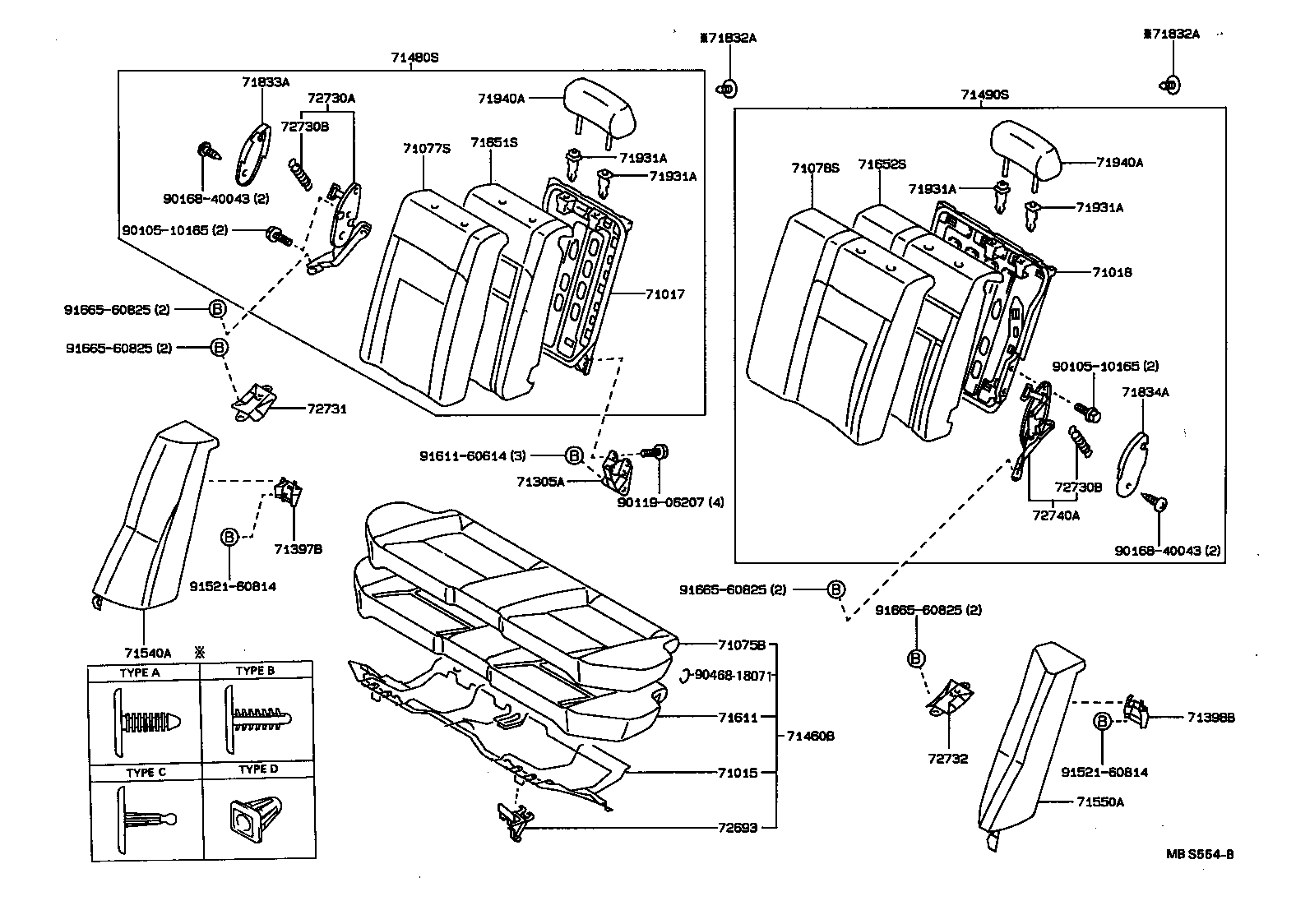 71017-12280 FRAME SUB-ASSY, REAR SEAT BACK, RH product image