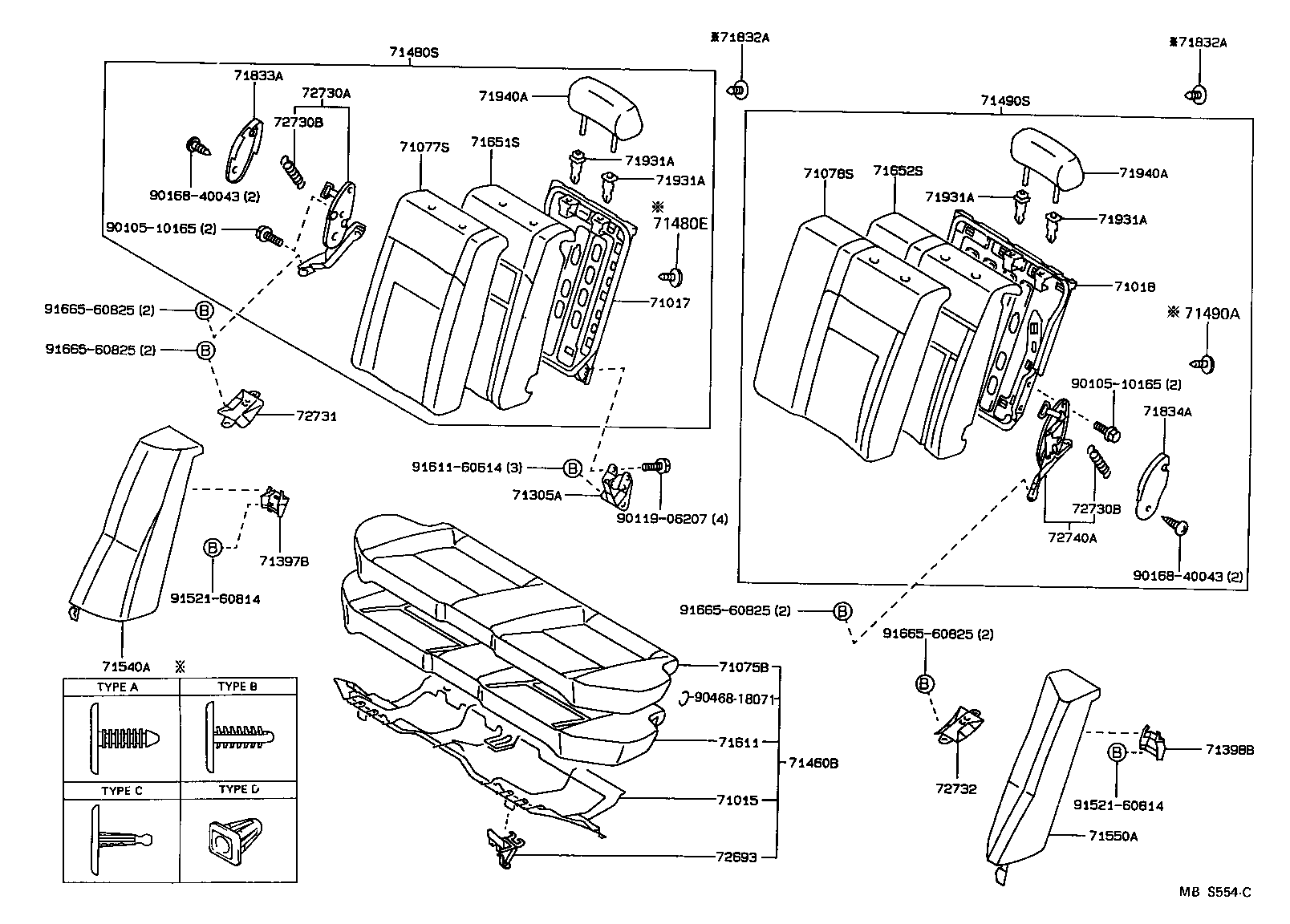 71480-1K210-04 BACK ASSY, REAR SEAT, RH (FOR SEPARATE TYPE) product image