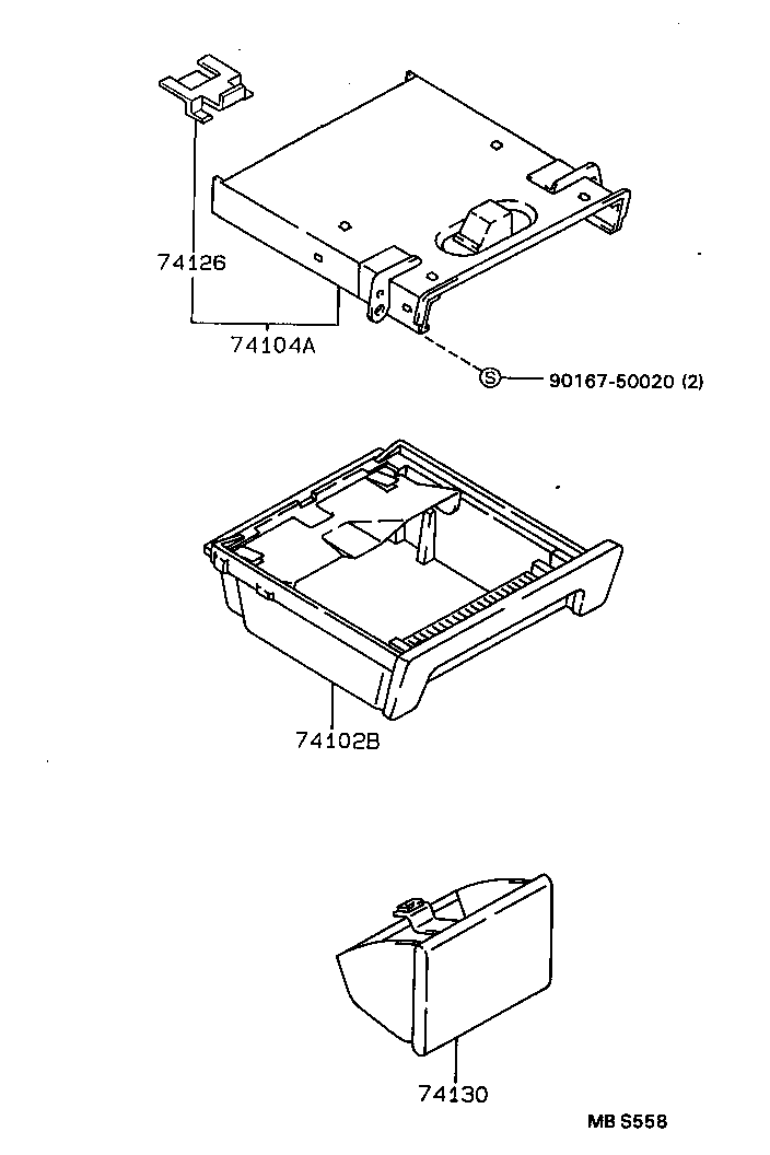 74126-32010 SUPPORT, FRONT ASH RECEPTACLE RET, NO.3 product image