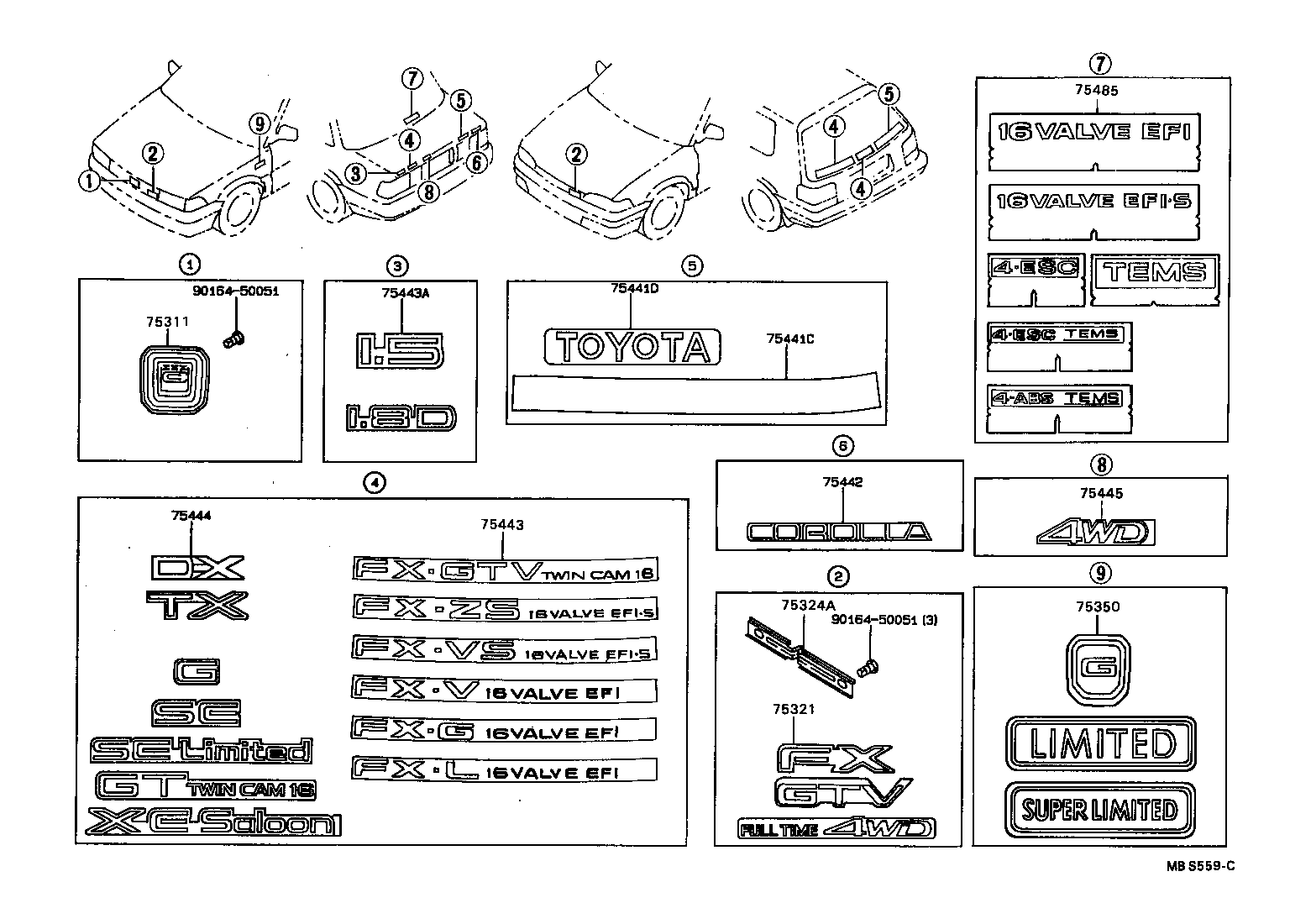 75321-12290 PLATE, RADIATOR GRILLE OR FRONT PANEL NAME product image