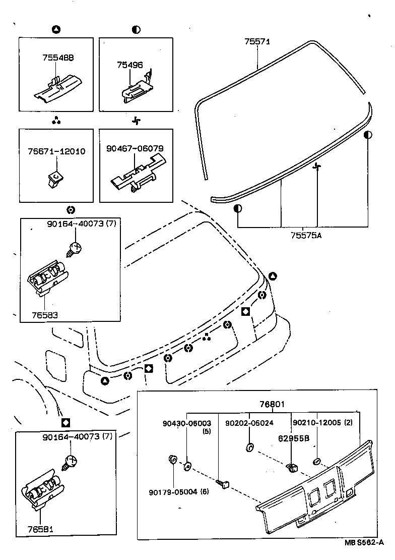 75575-12330 MOULDING, BACK WINDOW, OUTSIDE LOWER product image