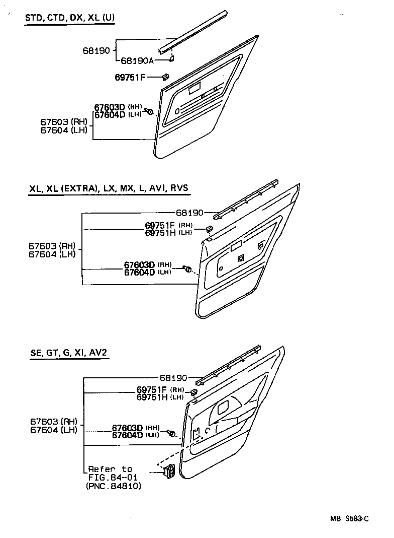 67487-12100 SEAL, REAR DOOR REAR GUIDE, RH product image