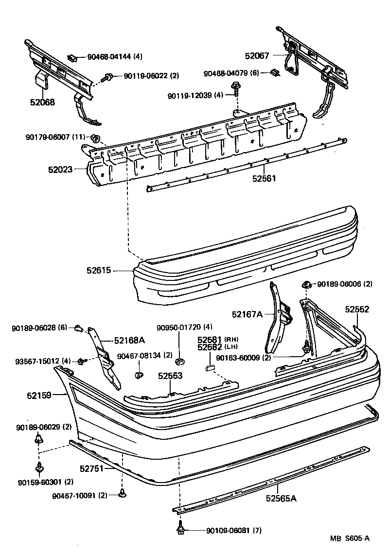52167-32050 SUPPORT, REAR BUMPER SIDE, NO.4 RH product image