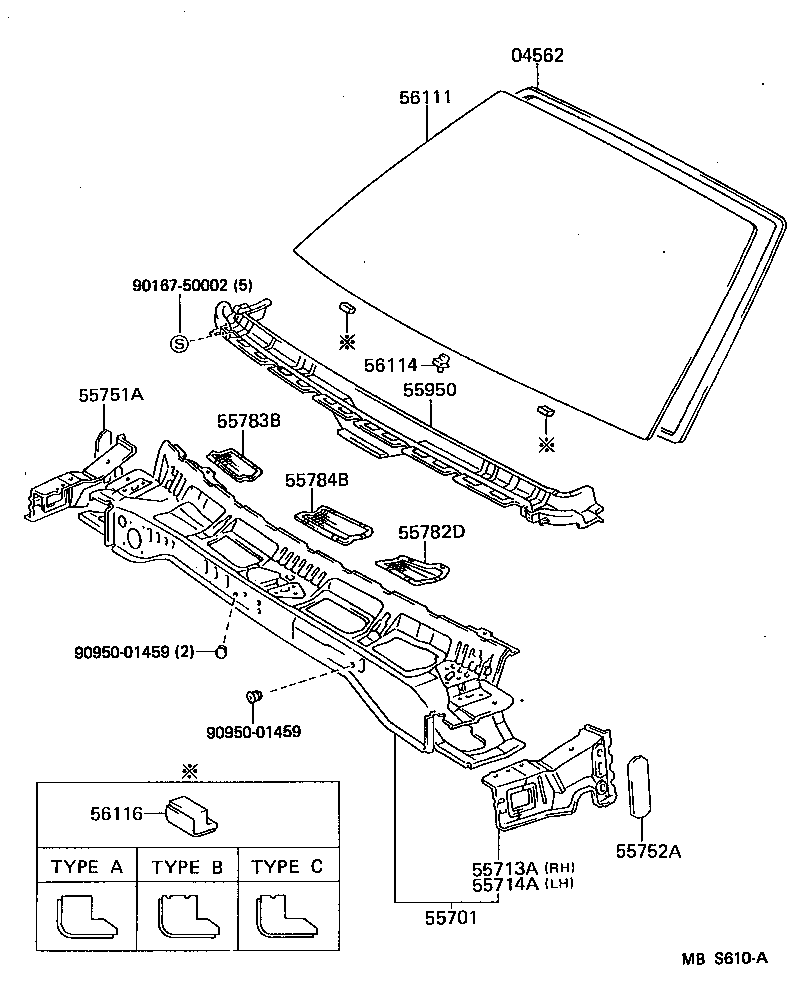 Toyota 56111-32280 GLASS, WINDSHIELD