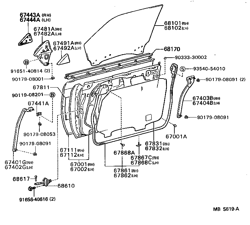 Toyota 67650-32580-01 BOARD SUB-ASSY, FRONT DOOR TRIM, RH