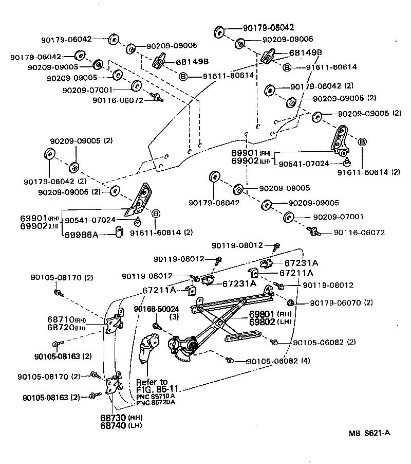 Toyota 67211-32030 STOP, FRONT DOOR WINDOW, UPPER