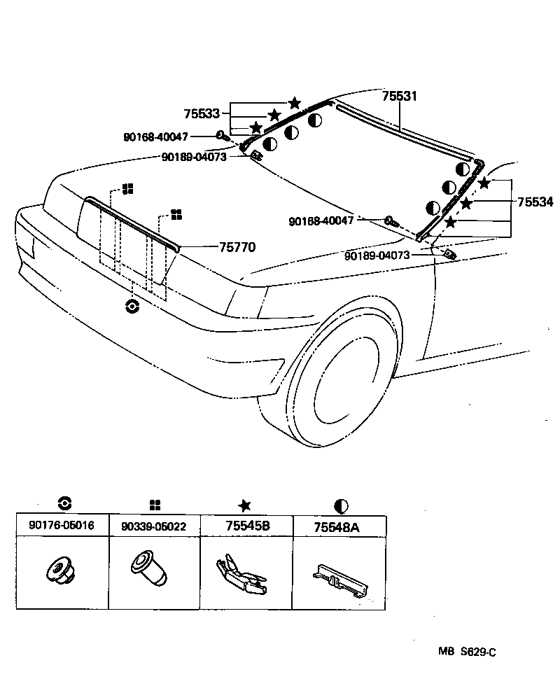 Toyota 75531-32110 MOULDING, WINDSHIELD, OUTER UPPER