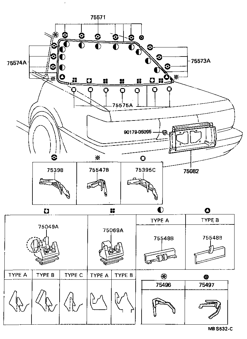 75502-32040 MOULDING, BACK WINDOW, OUTSIDE LH product image