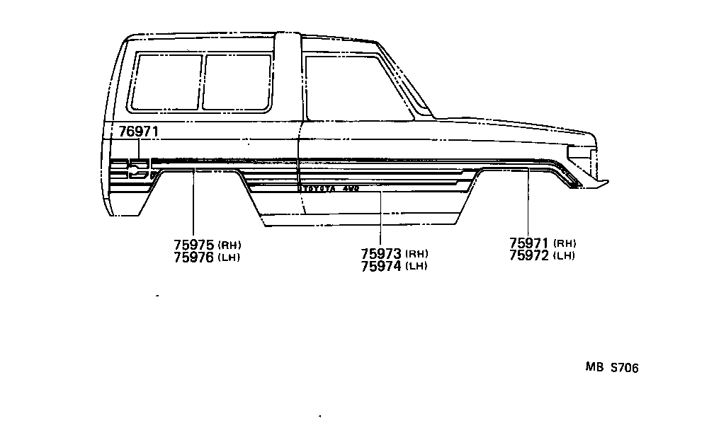 75985-90K06-06 STRIPE, SIDE, RH NO.2 product image