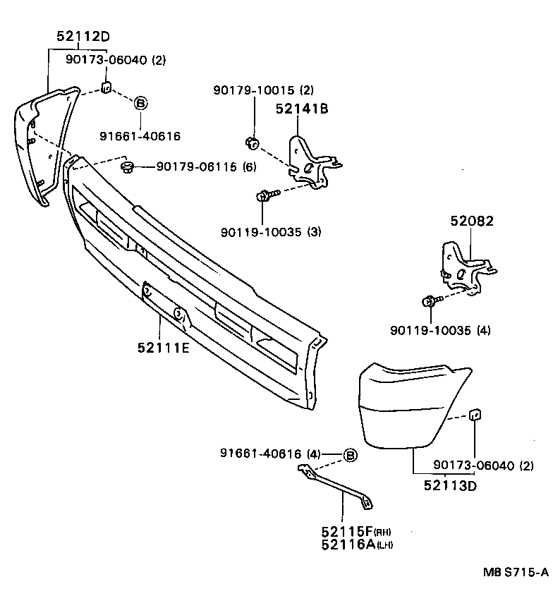 52142-38020 STAY SUB-ASSY, FRONT BUMPER, LH product image