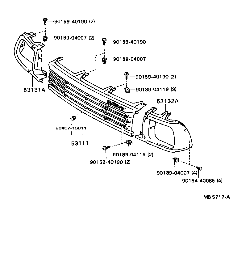 53111-90P80 GRILLE, RADIATOR product image