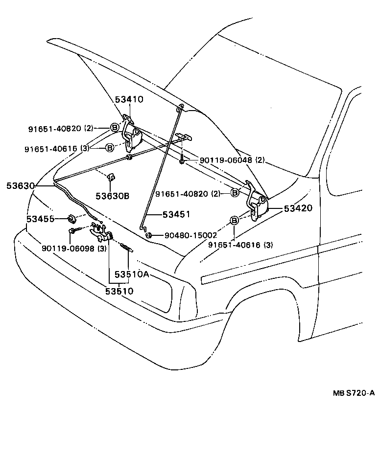 53630-90P80 CABLE ASSY, HOOD LOCK CONTROL product image