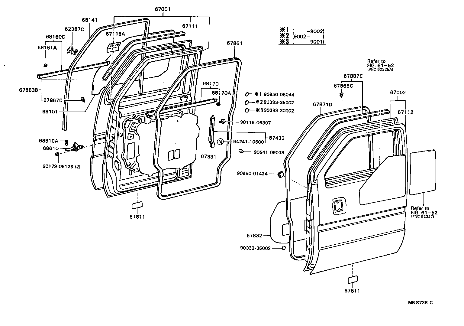62367-90P80 CLIP, DOOR WINDOW GLASS product image