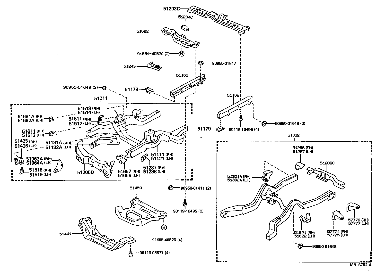 51207-30070 CROSSMEMBER SUB-ASSY, FRAME, REAR product image