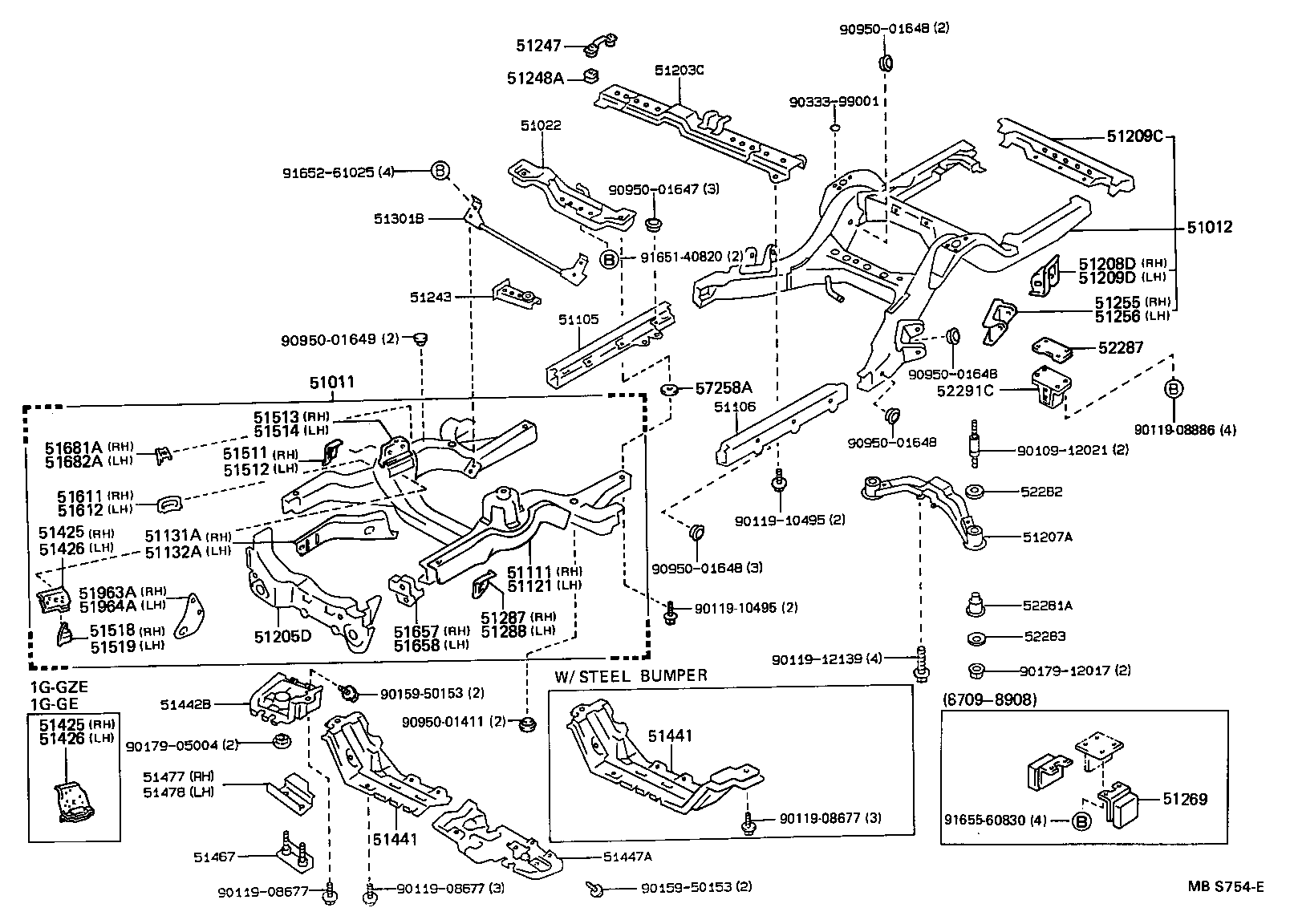51012-30320 RAIL SUB-ASSY, REAR FRAME product image