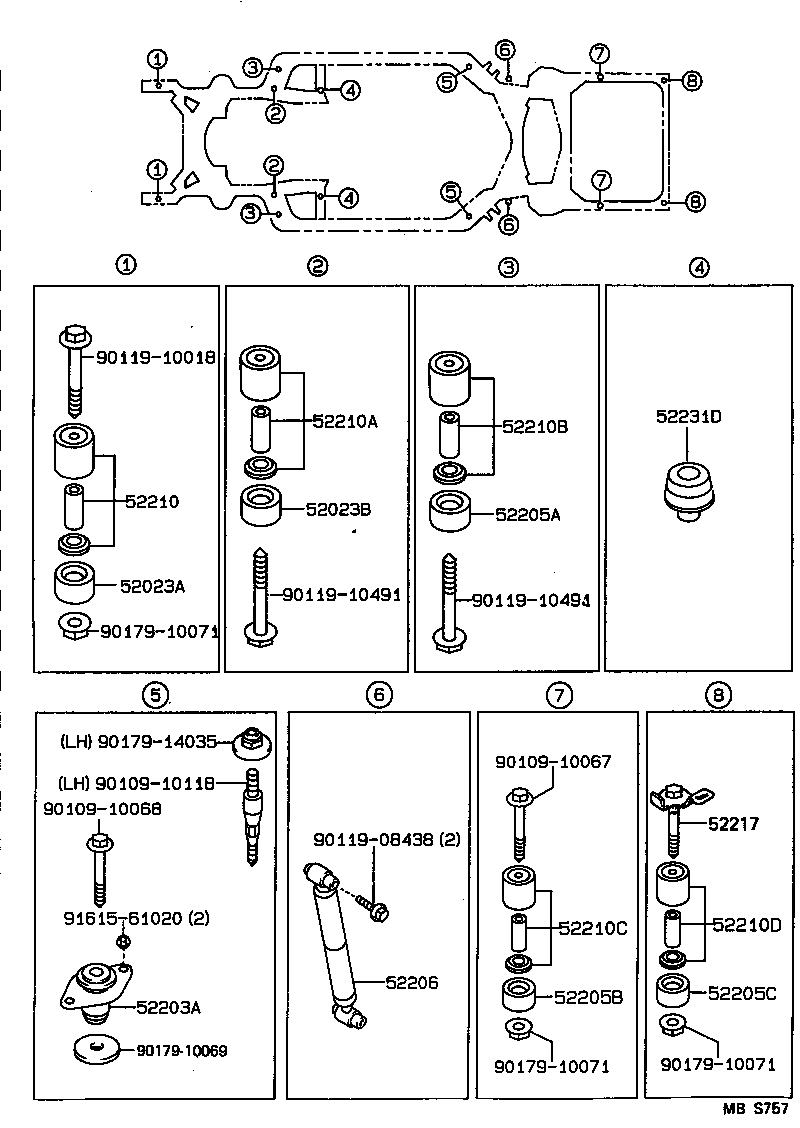 52210-30010 CUSHION ASSY, BODY MOUNTING, UPPER product image