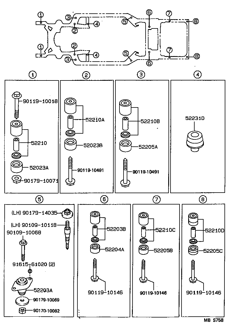 52210-30010 CUSHION ASSY, BODY MOUNTING, UPPER product image